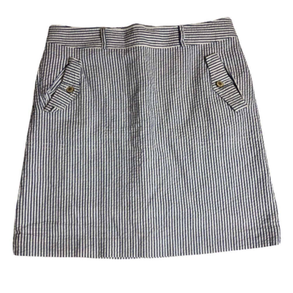 J McLaughlin blue seersucker skirt w pockets, 6